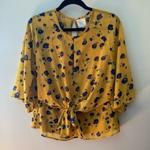 Yellow/blue floral blouse - Harper Heritage